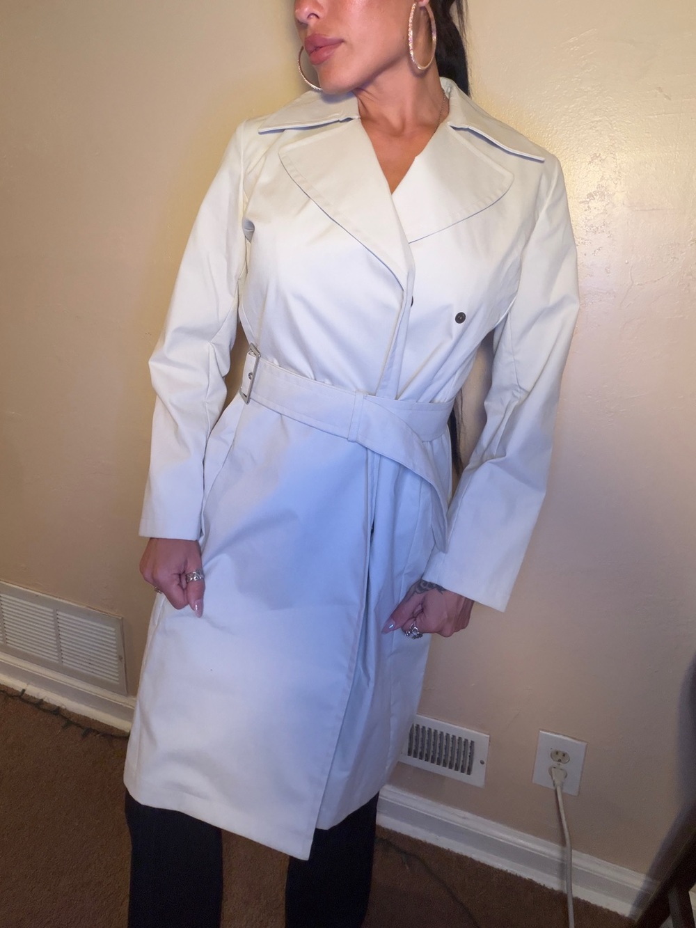Banana Republic Cream Belted Trench Coat